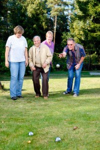 Seniors playing Bocce Ball