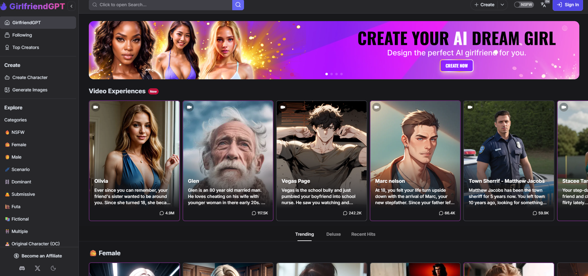 GirlFriendGPT homepage