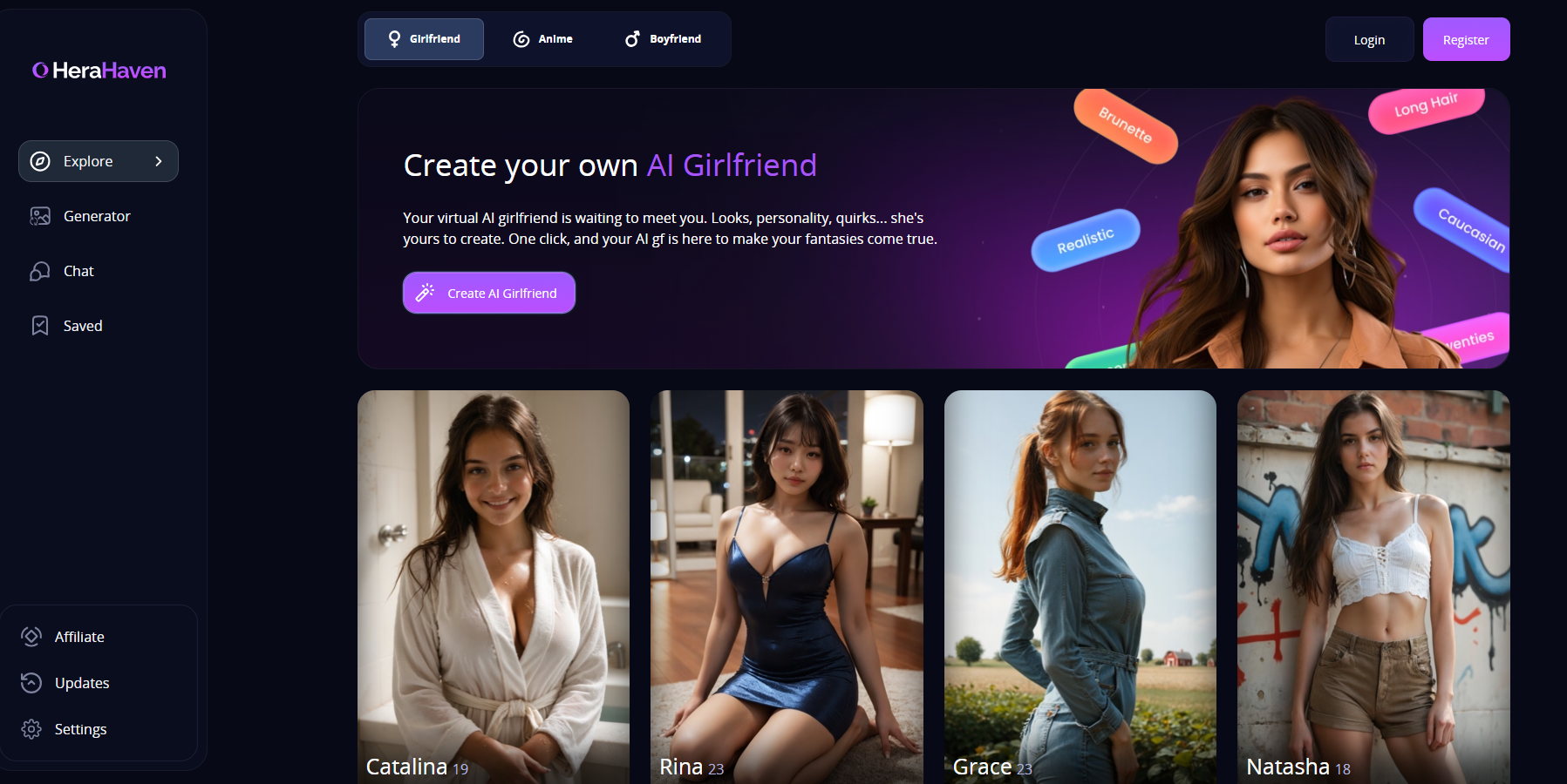 Herahaven.com homepage